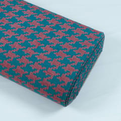 GREEN WITH RED DESIGN JACQUARD fabric