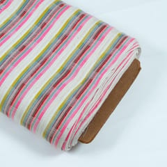 WHITE WITH PINK STRIPES JACQUARD fabric