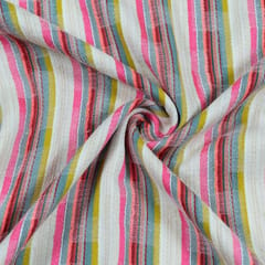 WHITE WITH PINK STRIPES JACQUARD fabric