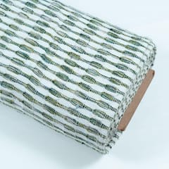 WHITE  WITH  GREEN STRIPES JACQUARD fabric