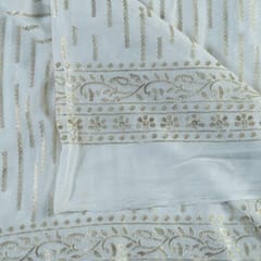 White Color Dyeable Chinon Chiffon Embroidered Fabric