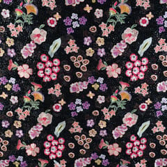 Black Color Georgette Embroidered Fabric