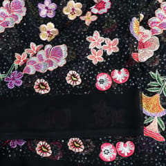 Black Color Georgette Embroidered Fabric