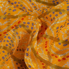 Yellow Color Chinon Jacquard Digital Printed Fabric