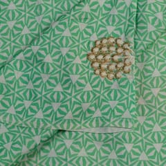 Green Color Muslin Print With Embroidered Fabric