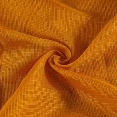 Mustard Yellow Color Kota Doria Checks fabric