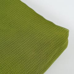 Mehendi Green Color Kota Doria Checks fabric