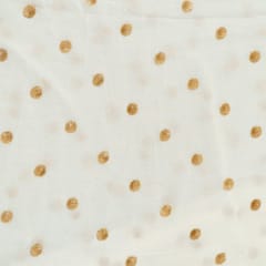 White Golden Polka Dots Embroidered Dyeable Georgette (90Cm Piece)