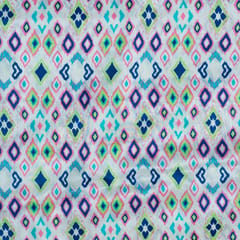 White Color Pure Crepe Tribal Digital Printed Fabric