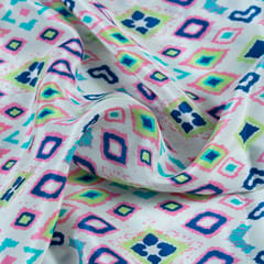 White Color Pure Crepe Tribal Digital Printed Fabric