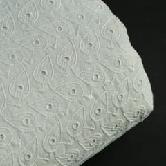 Off White Dyeable Chikan Embroidered Fabric