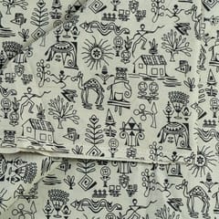 Cream Color Cotton Printed Fabric