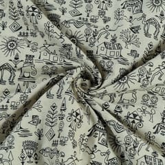 Cream Color Cotton Printed Fabric