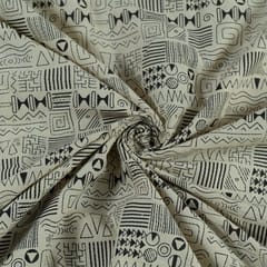 Cream Color Cotton Printed Fabric