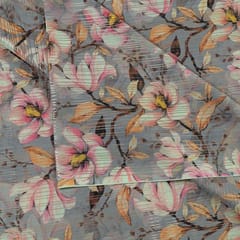 Grey Color Georgette Foil Printed Fabric