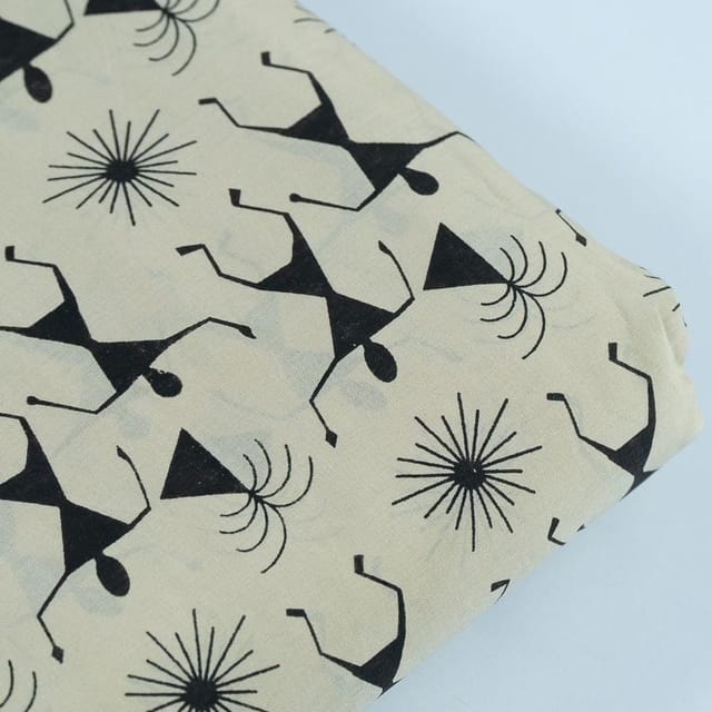 Cream Color Cotton Printed Fabric