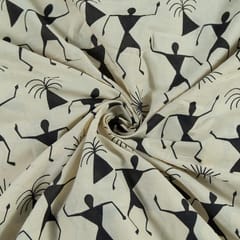 Cream Color Cotton Printed Fabric