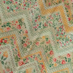 Green Color Georgette Foil Printed Fabric