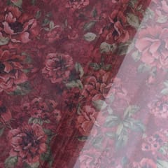 Rust Color Organza Printed Fabric