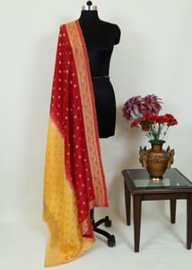 Red Yellow Color Dola Banarsi Jacquard Duppata