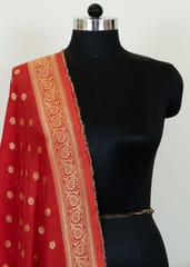 Red Yellow Color Dola Banarsi Jacquard Duppata