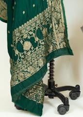 Green Dola Banarsi Jacquard Duppata