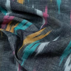 GREY WITH  MULTICOLOR  ARROR  IKAT fabric