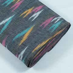 GREY WITH  MULTICOLOR  ARROR  IKAT fabric