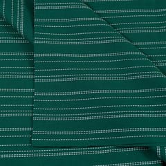 Green Color Kantha Dobby Strips fabric