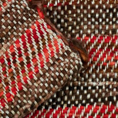 RED WITH BROWN JACQUARD fabric