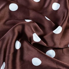 Brown Color Zara Satin Printed Fabric