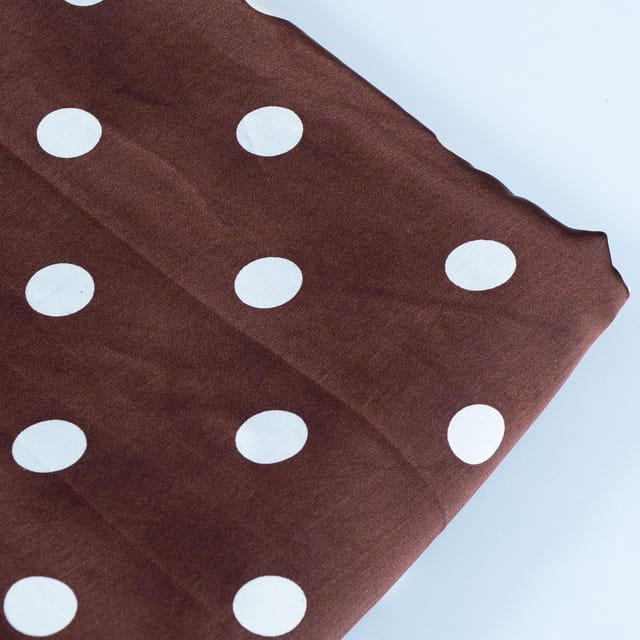 Brown Color Zara Satin Printed Fabric