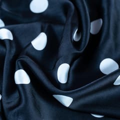 Black Color Zara Satin Printed Fabric