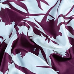 Wine Color Zara Satin Printed Fabric(1Meter Piece)