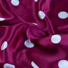 Wine Color Zara Satin Printed Fabric