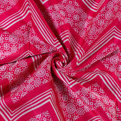 Majenta Color Mashru Silk Ajrakh Printed Fabric