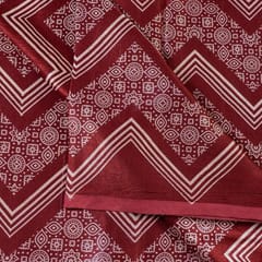 Maroon Color Mashru Silk Ajrakh Printed Fabric