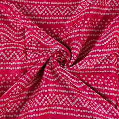 Majenta Color Mashru Silk Ajrakh Printed Fabric