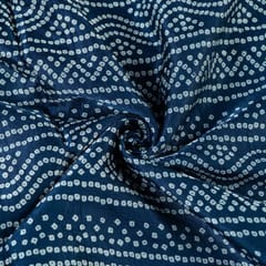 Blue Color Mashru Silk Ajrakh Printed Fabric