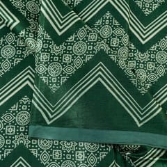 Green Color Mashru Silk Ajrakh Printed Fabric