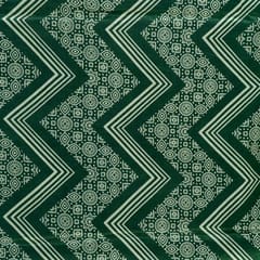 Green Color Mashru Silk Ajrakh Printed Fabric