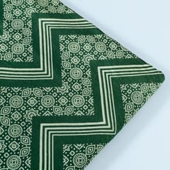 Green Color Mashru Silk Ajrakh Printed Fabric