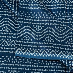 Blue Color Mashru Silk Ajrakh Printed Fabric