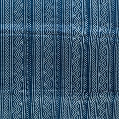 Blue Color Mashru Silk Ajrakh Printed Fabric