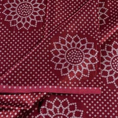 Maroon Color Mashru Silk Ajrakh Printed Fabric