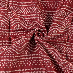 Maroon Color Mashru Silk Ajrakh Printed Fabric