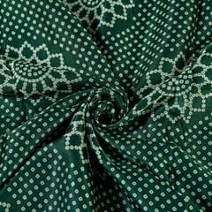 Green Color Mashru Silk Ajrakh Printed Fabric