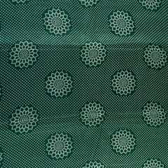 Green Color Mashru Silk Ajrakh Printed Fabric