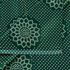 Green Color Mashru Silk Ajrakh Printed Fabric