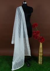 White Dyeble Organza Embroidered Dupatta